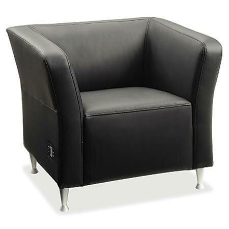 DIAMOND NATURALS Square Leather Modular Lounge Chair With Arms - Black LLR86916